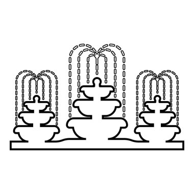 Çeşme akışı dış hat çizgisi simgesi siyah renk çizim resmi ince düz düz biçim