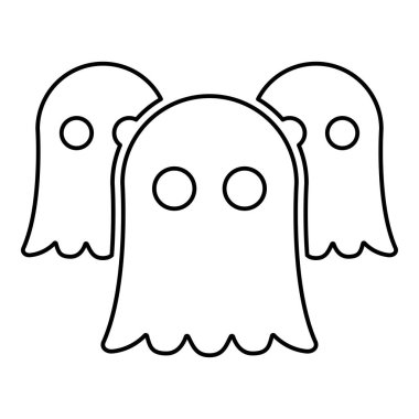 Ruhlar Hayaletler çizgi dış hatları simge siyah renk vektör illüstrasyon ince düz biçim