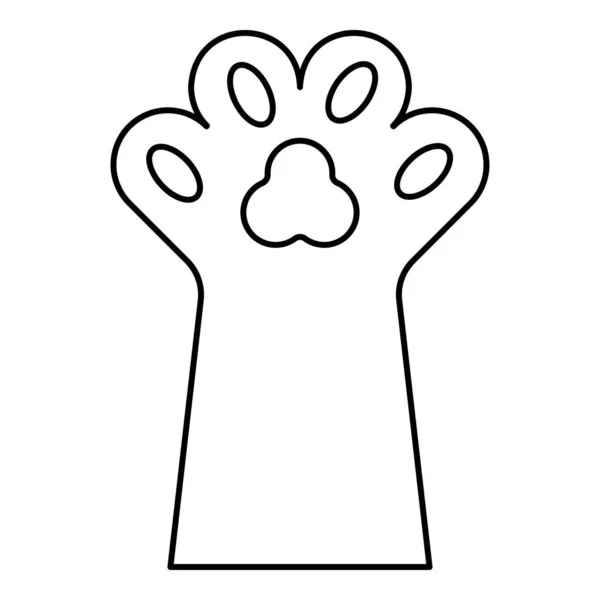 パウ猫ペットコンセプト輪郭線アイコン黒カラーベクトルイラスト画像薄いフラットスタイルシンプルな — ストックベクタ