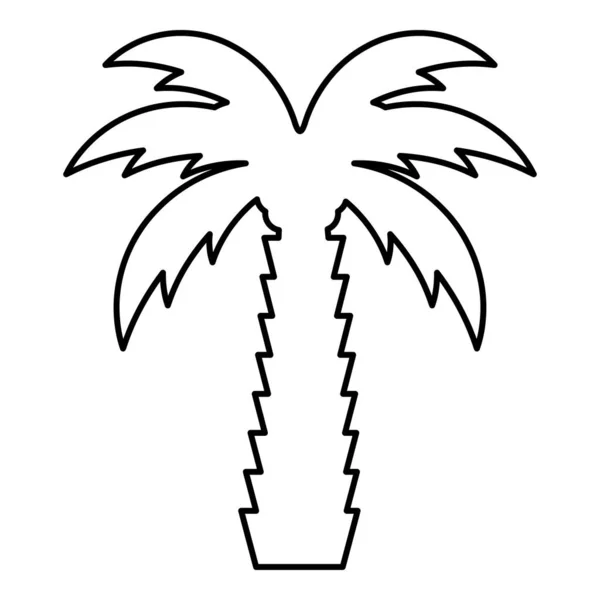 Palm Tree Τροπικό Περίγραμμα Καρύδας Εικονίδιο Γραμμή Περίγραμμα Μαύρο Χρώμα — Διανυσματικό Αρχείο