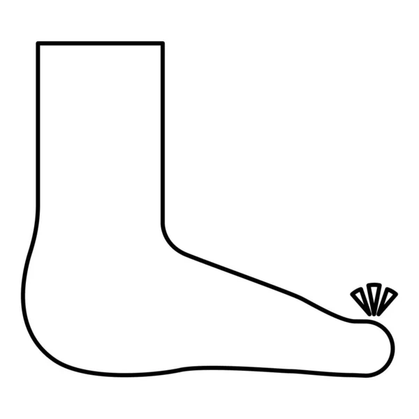 足の指のケアのペディキュアコンセプト人間の足首のソール裸輪郭線アイコン黒カラーベクトルイラストイメージ薄いフラットスタイルシンプルな — ストックベクタ