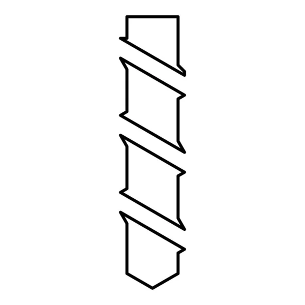 ドリルビットオーガー輪郭線アイコンブラックカラーベクトルイラスト画像フラットスタイルシンプルな — ストックベクタ