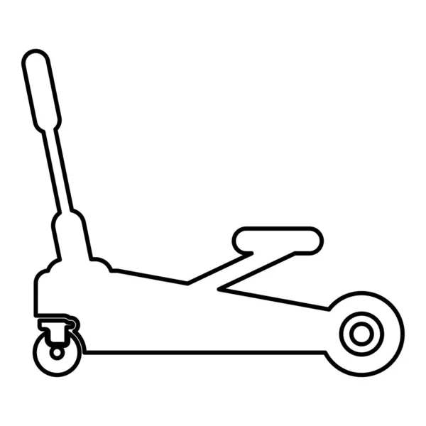 Lifting Jack Coche Hidráulico Sobre Ruedas Servicio Reparación Automóviles Contorno — Vector de stock