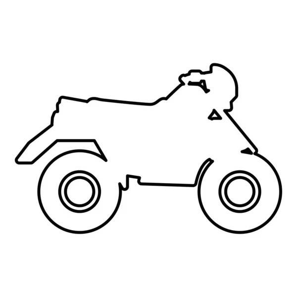 ライドレース用クワッドバイクAtv元すべての地形車両輪郭線アイコン黒カラーベクトルイラスト画像薄いフラットスタイルシンプルな — ストックベクタ