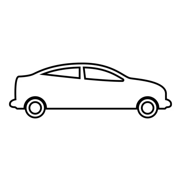 Car Sedan Contour Outline Line Icon Black Color Vector Illustration — Stock Vector