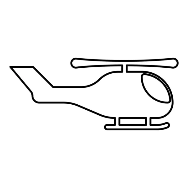 Hubschrauber Chopper Luft Kontur Umriss Symbol Schwarz Farbe Vektor Illustration — Stockvektor