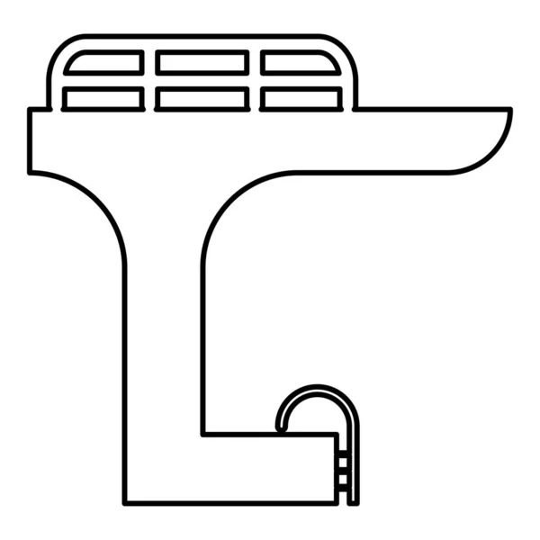 Torre Piscina Para Salto Prancha Mergulho Springboard Natação Contorno Contorno —  Vetores de Stock