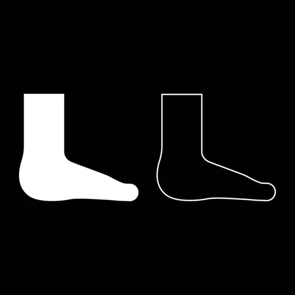 フットケアのコンセプト人間の足首のソール裸セットアイコンホワイトカラーベクトルイラストイメージシンプルなソリッドフィルアウトライン輪郭線細いフラットスタイル — ストックベクタ