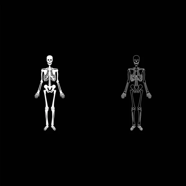 Скелет Людини Набір Значок Білий Колір Ілюстрація Зображення Простої Твердої — стоковий вектор