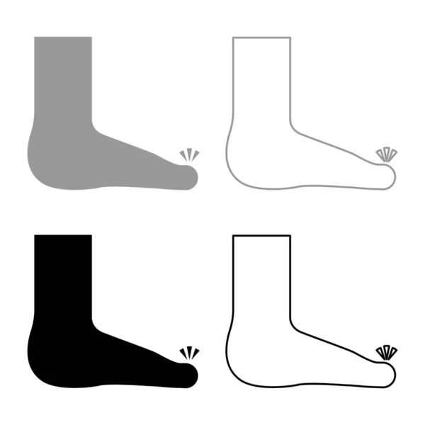足の指のケアのペディキュアコンセプト人間の足首のソール裸セットアイコングレーブラックカラーベクトルイラストイメージシンプルなソリッドフィルアウトライン輪郭線細いフラットスタイル — ストックベクタ