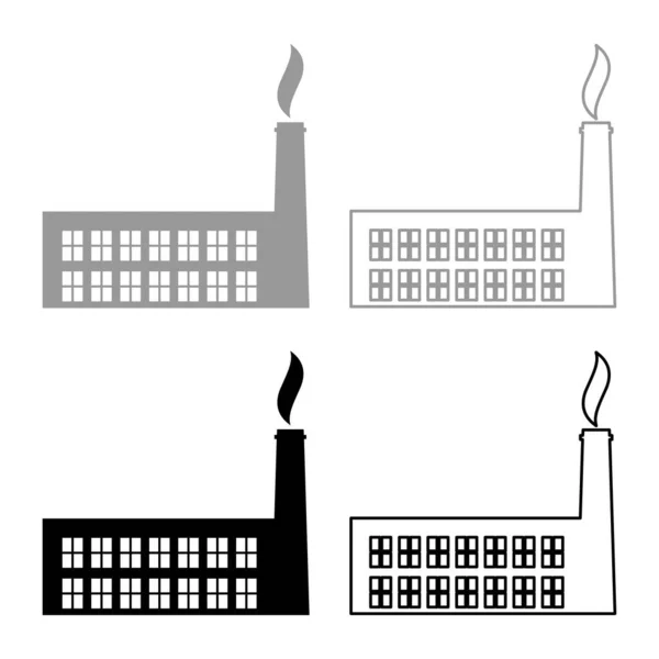 Plant Factory Set Icône Gris Noir Couleur Vectoriel Illustration Image — Image vectorielle