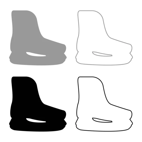 Спортивні Ковзани Зимові Ковзани Набір Взуття Значок Сірого Чорного Кольору — стоковий вектор