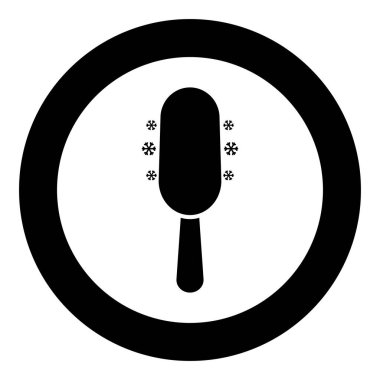 Dondurma çubuk simgesi üzerinde yuvarlak siyah renk vektör illüstrasyon resmi katı taslak biçimi basit