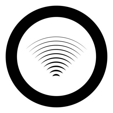 Radyo dalgası kablosuz simgesi yuvarlak siyah renk vektör illüstrasyon resmi katı dış hat biçimi basit