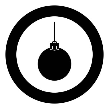 Yeni yıl oyuncak simgesi yuvarlak siyah renk vektör illüstrasyon resmi katı ana hat biçimi basit