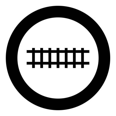 Demiryolu Demiryolu Demiryolu Demiryolu Rayları simgesi yuvarlak siyah renk vektör illüstrasyon görüntüsü basit ana hat biçimi