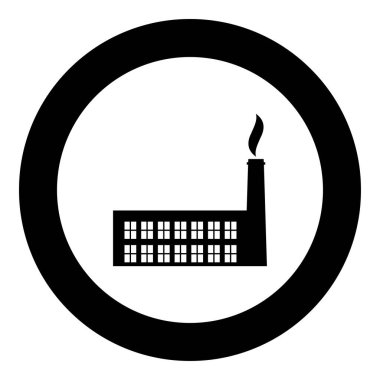 Bitki Fabrikası simgesi yuvarlak siyah renk vektör illüstrasyon resmi katı dış hat biçimi basit