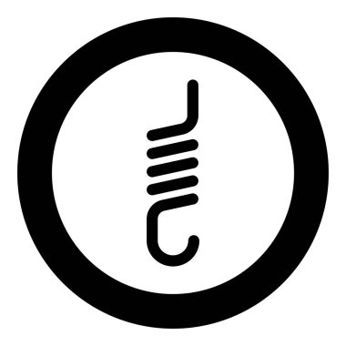 Araba süspansiyon simgesi için kanca gerilim bobini debriyajı ile yay yuvarlak siyah renk vektör ilüstrasyon görüntüleme biçimi basit