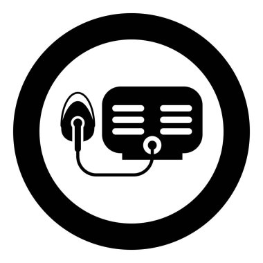 Maske simgesine sahip nebulizer yuvarlak siyah renk vektör illüstrasyon resmi katı ana hat biçimi basit