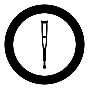 Dairesel siyah renk çizim resimlerinde koltuk değneği simgesi basit taslak biçimi