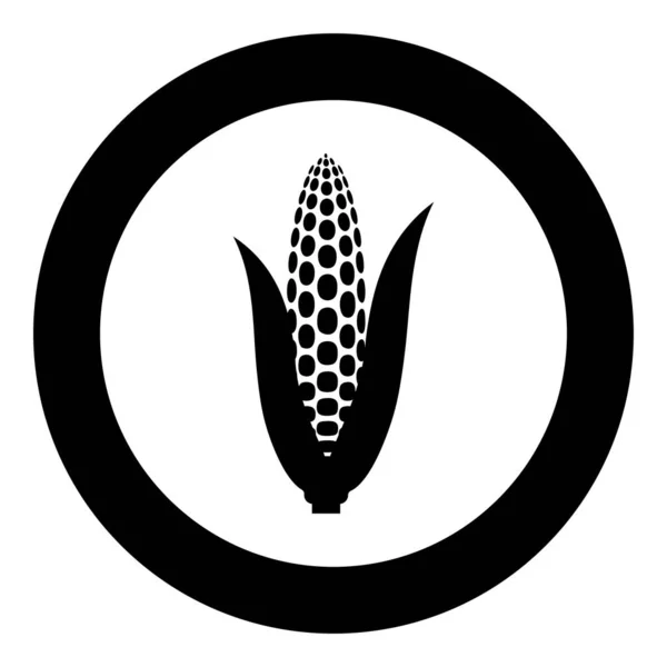 Corn Ear Icon Circle Black Color Vector Illustration Image Solid — Stock vektor