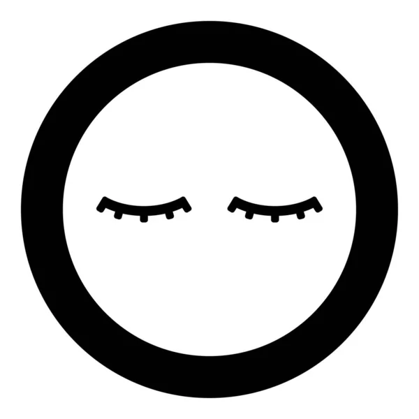 Lashs Mascara Make Concept Silhouette Icon Circle Black Color Vector - Stok Vektor