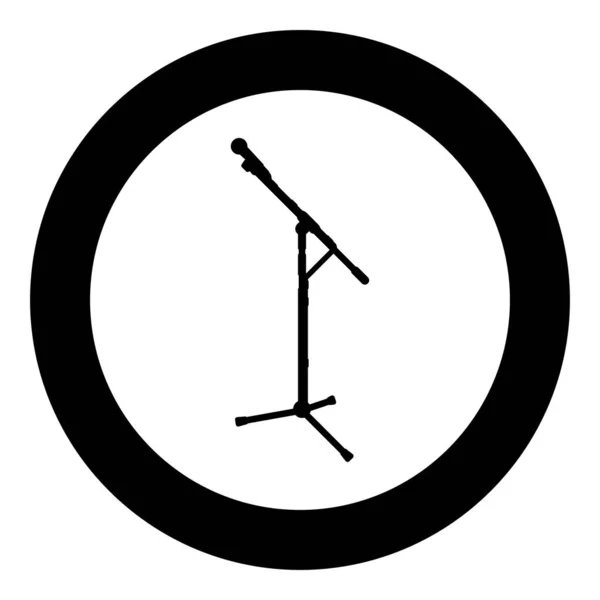 Иконка Микрофона Круге Вокруг Черного Цвета Векторной Иллюстрации Изображение Сплошной — стоковый вектор