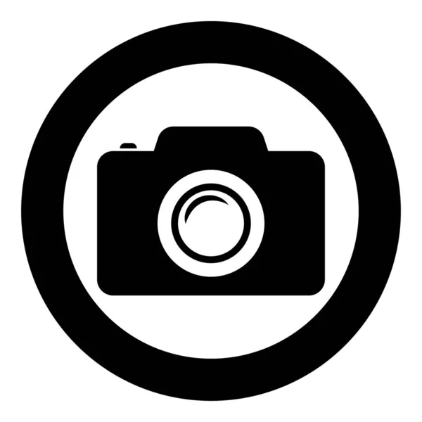 Camera Photo Icon Circle Black Color Vector Illustration Image Solid —  Vetores de Stock