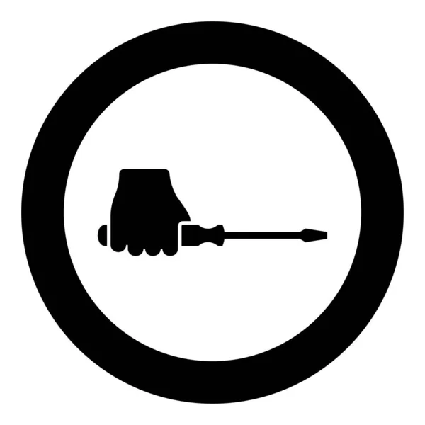 円の中に手のアイコンのドライバー黒のベクトルイラストイメージソリッドアウトラインスタイルシンプルな — ストックベクタ
