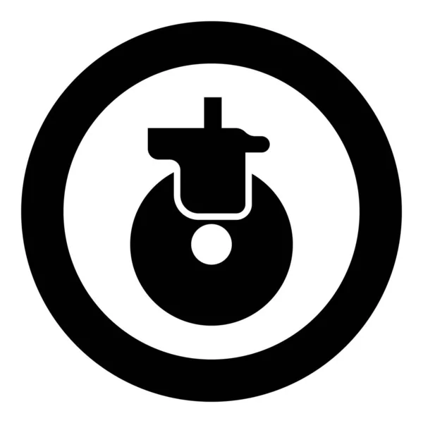 Wheel Furniture Caster Cart Icon Circle Black Color Vector Illustration — Image vectorielle