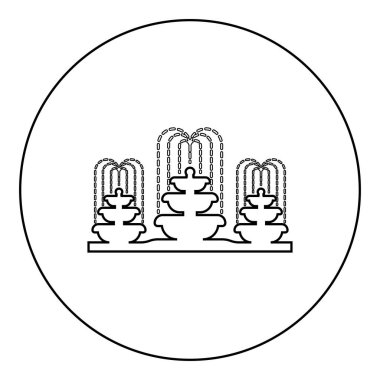 Çemberdeki akış simgesini yuvarlak siyah renk vektör illüstrasyon resim ana hatları ince çizgi biçimi içinde göster