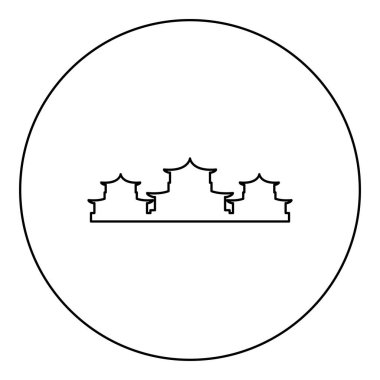Çin geleneksel binaları yuvarlak yuvarlak siyah renkli vektör çizim çizim çizgisi ince çizgi biçimi