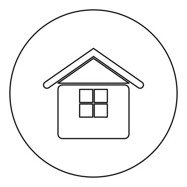 Yuvarlak yuvarlak siyah renk vektör illüstrasyon resim dış hat ince çizgi biçimi basit ev simgesi