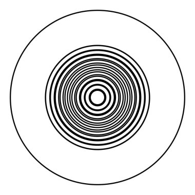 Radyo dalgası kablosuz simgesi yuvarlak siyah renk vektör illüstrasyon resim dış hatları ince biçimli
