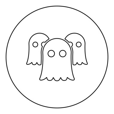 Ruhlar Hayaletler simgesi yuvarlak siyah renkli vektör çizim çizgisi çizgisi ince biçimli
