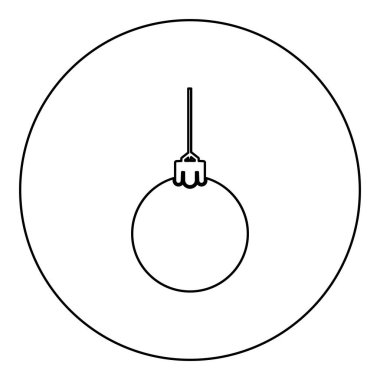 Yeni yıl oyuncak simgesi yuvarlak siyah renk vektör illüstrasyon resim ana hatları ince çizgi tarzı basit