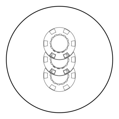 Kumar çipleri Kumarhane para simgesi yuvarlak siyah renk vektör illüstrasyon resim dış hat ince biçimli basit