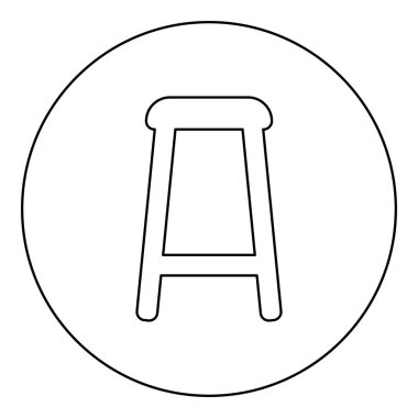 Tabure simgesi yuvarlak siyah renk vektör illüstrasyon resim ana hatları ince çizgi biçimi basit