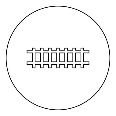 Demiryolu Demiryolu Demiryolu Demiryolu Rayları simgesi dairesel yuvarlak siyah renk vektör illüstrasyon görüntü dış hat ince biçimi