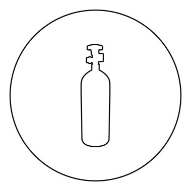 Gaz silindirli balon simgesi yuvarlak siyah renkli vektör resimleme çizgisi ince çizgi biçimi basit