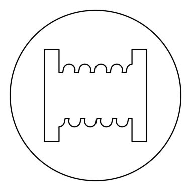 Spool kablo bobini bobini bobin kablosu simgesi yuvarlak siyah renk vektör illüstrasyon çizim çizgisi ince çizgi biçimi basit