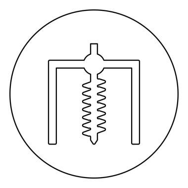 Sondaj sondaj sembolü madenciliği için kurulum delik kazıcı toprak auger jeodezik iş simgesi dairesel siyah renk vektör illüstrasyon sınır çizgisi ince tarzı basit