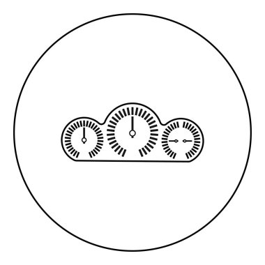 Gösterge paneli hız göstergesi ve dairesel siyah renk vektör çizim çizelgesi çizgisi çizgisi çizgisi çizimi basit