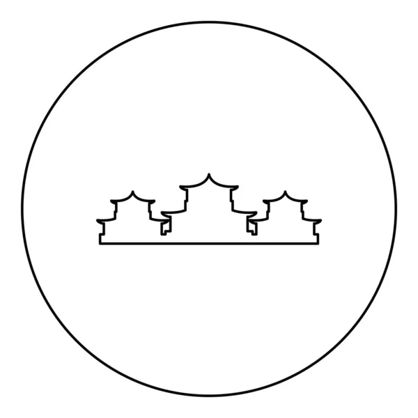 Čínská Tradiční Budovy Ikona Kruhu Kulaté Černé Barvy Vektor Ilustrace — Stockový vektor