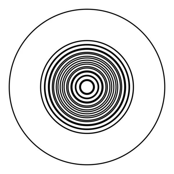 Icône Sans Fil Onde Radio Cercle Rond Couleur Noire Vecteur — Image vectorielle