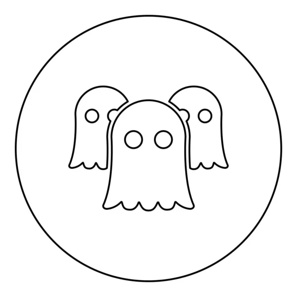 Spirits Ghosts Icono Círculo Redondo Color Negro Vector Ilustración Contorno — Vector de stock
