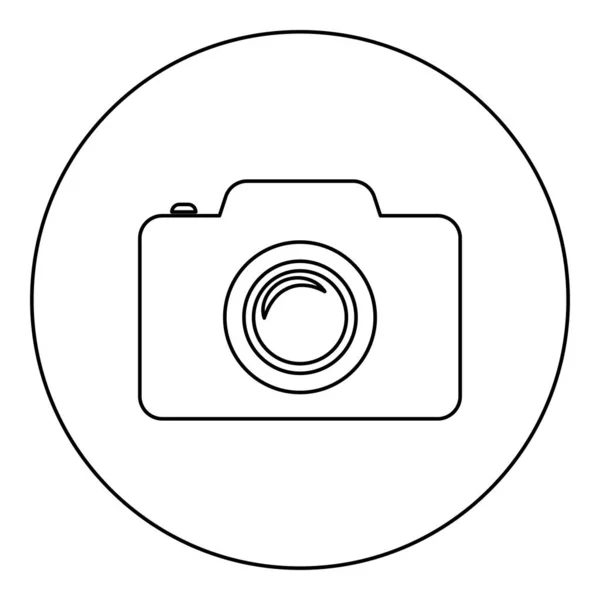 Camera Foto Pictogram Cirkel Ronde Zwarte Kleur Vector Illustratie Afbeelding — Stockvector