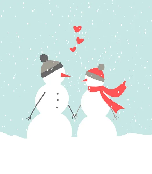 Snowmen in Love — Stock Vector