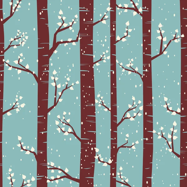 Kış huş ağacı orman — Stok Vektör