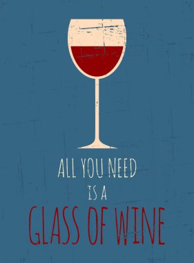 Retro kırmızı şarap poster